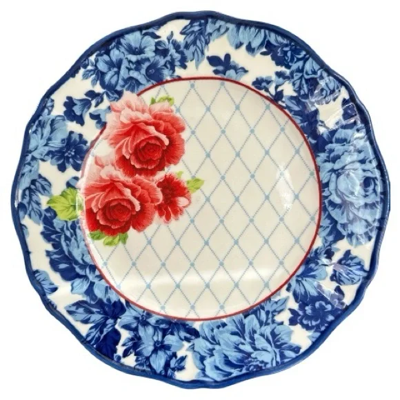 💐 Pioneer Woman Heritage Floral Rose 4 Dinner Plates - Picture 4 of 13